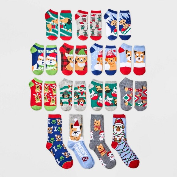 NEW! Women's Holiday Dogs 15 Days of Socks Advent Calendar - Sizes 4-10 - Picture 2 of 8